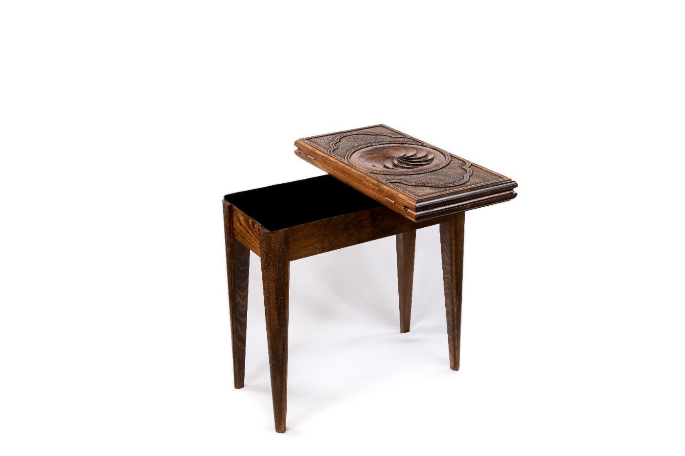 Large wooden table backgammon board with elegant carved design