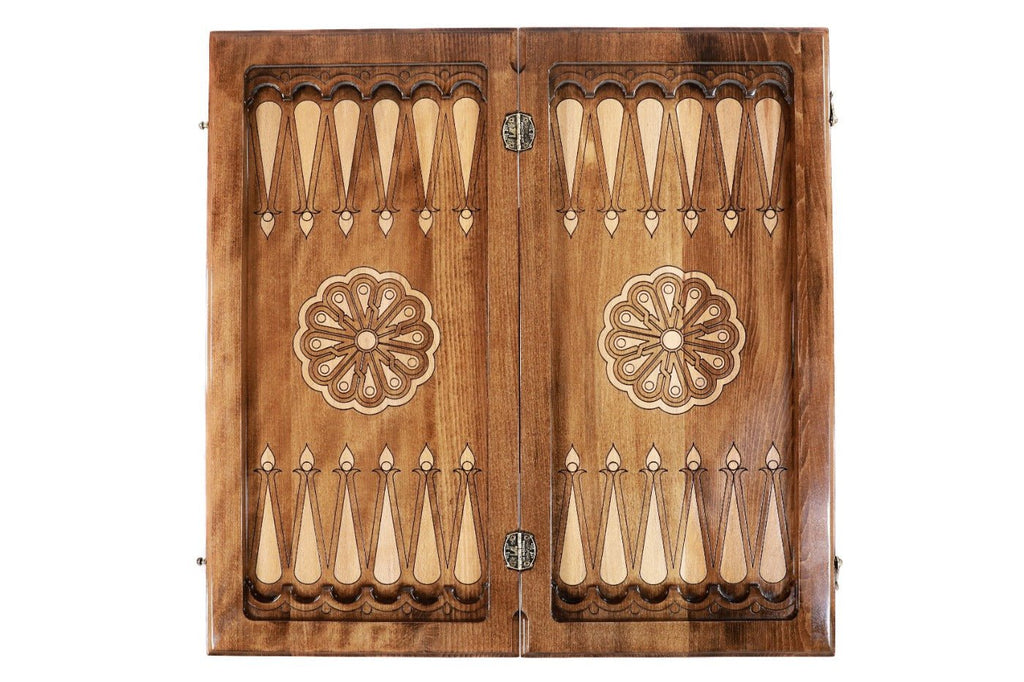 Wooden Carved Table Backgammon Board With Eternity 23.6" | 60 cm - Unumperfectus