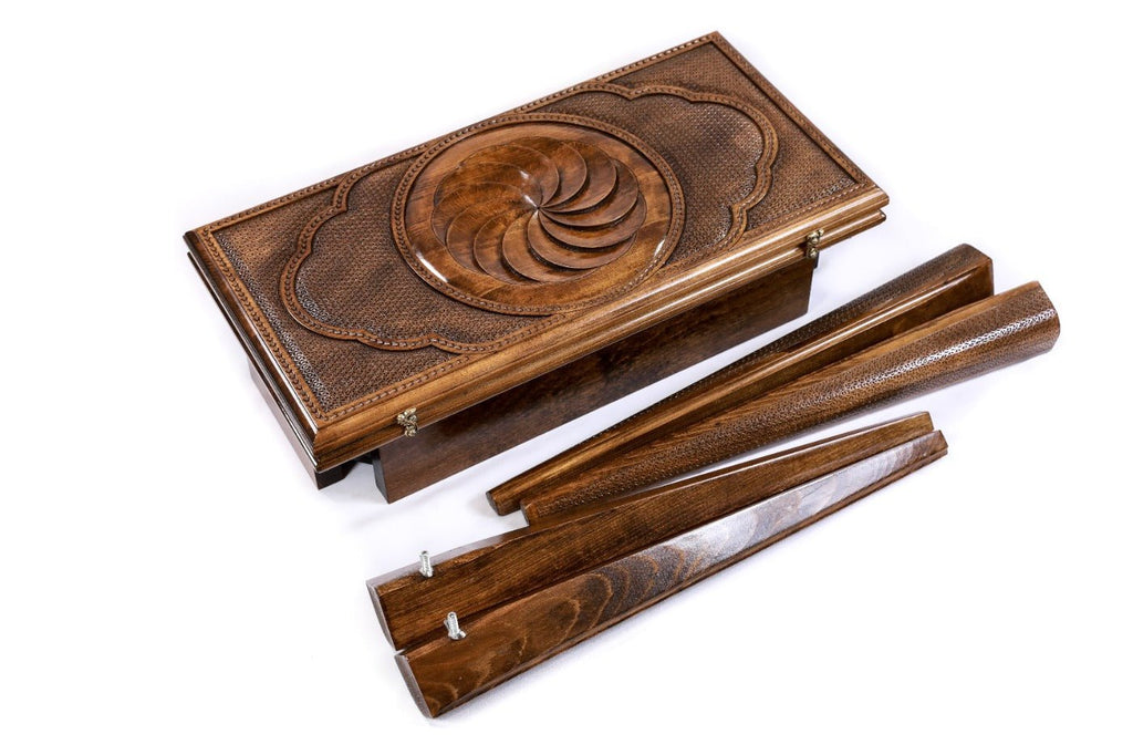 Wooden Carved Table Backgammon Board With Eternity 23.6" | 60 cm - Unumperfectus
