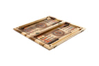 Premium handcrafted wooden backgammon board strength symbol two sided design