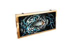 Luxury backgammon board lion artistic epoxy resin wooden finish