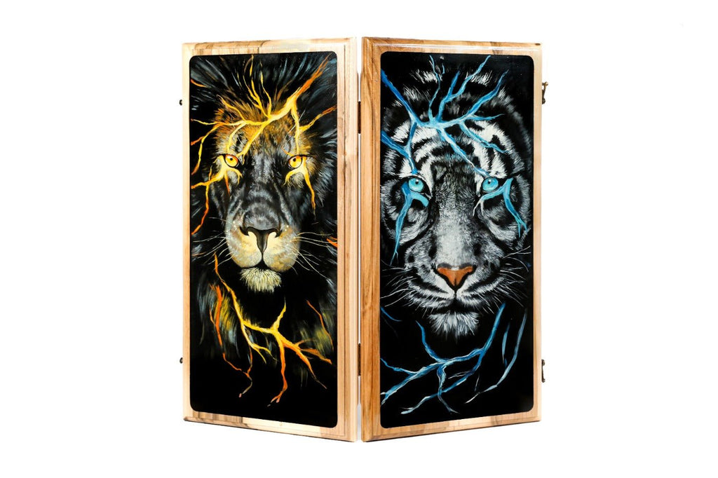 Backgammon Board - Lion Epoxy Two-Sided - Unumperfectus