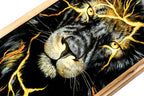 Lion Epoxy Two Sided backgammon board - close-up of the carved design
