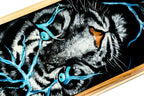 Lion Epoxy Two Sided backgammon board - playing pieces and dice arranged on the board