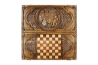 Coat of Arms of Armenia backgammon board in wood by Hrachya Ohanyan
