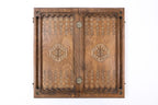 Memling Carpet Pattern backgammon board - playing pieces and dice arranged on the board