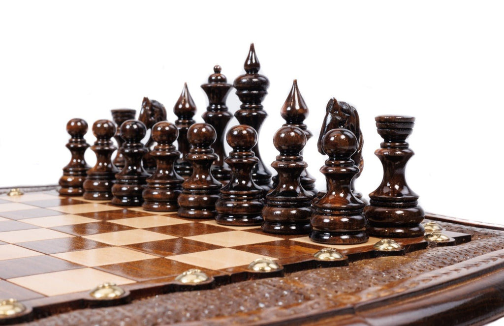 Wooden Carved Chess & Backgammon Set — 40 cm | 15.7" - Unumperfectus
