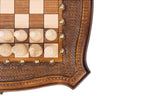 Carved Chess chess and backgammon set - side profile of the board