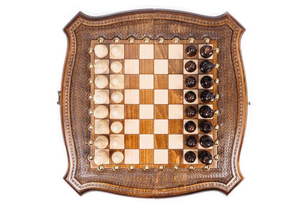 Wooden Carved Chess & Backgammon Set — 40 cm | 15.7" - Unumperfectus