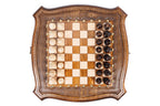 Carved Chess chess and backgammon set - detail of the carved border