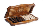 Carved Chess chess and backgammon set - board surface detail