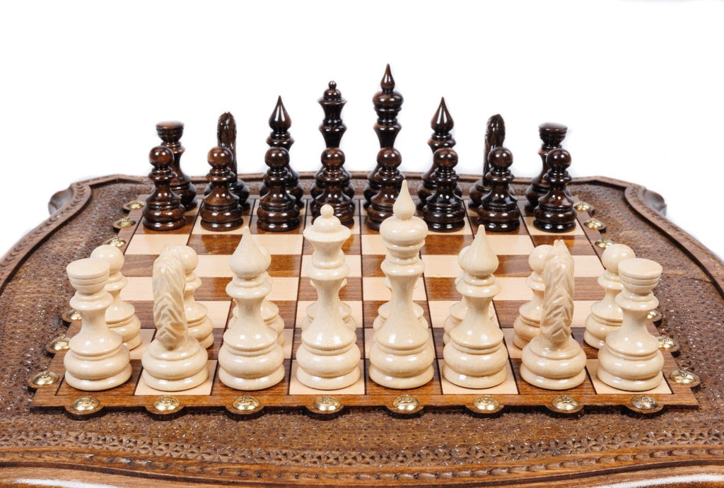 Wooden Carved Chess & Backgammon Set — 40 cm | 15.7" - Unumperfectus