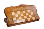 Handmade chess and backgammon set - close-up of the playing squares