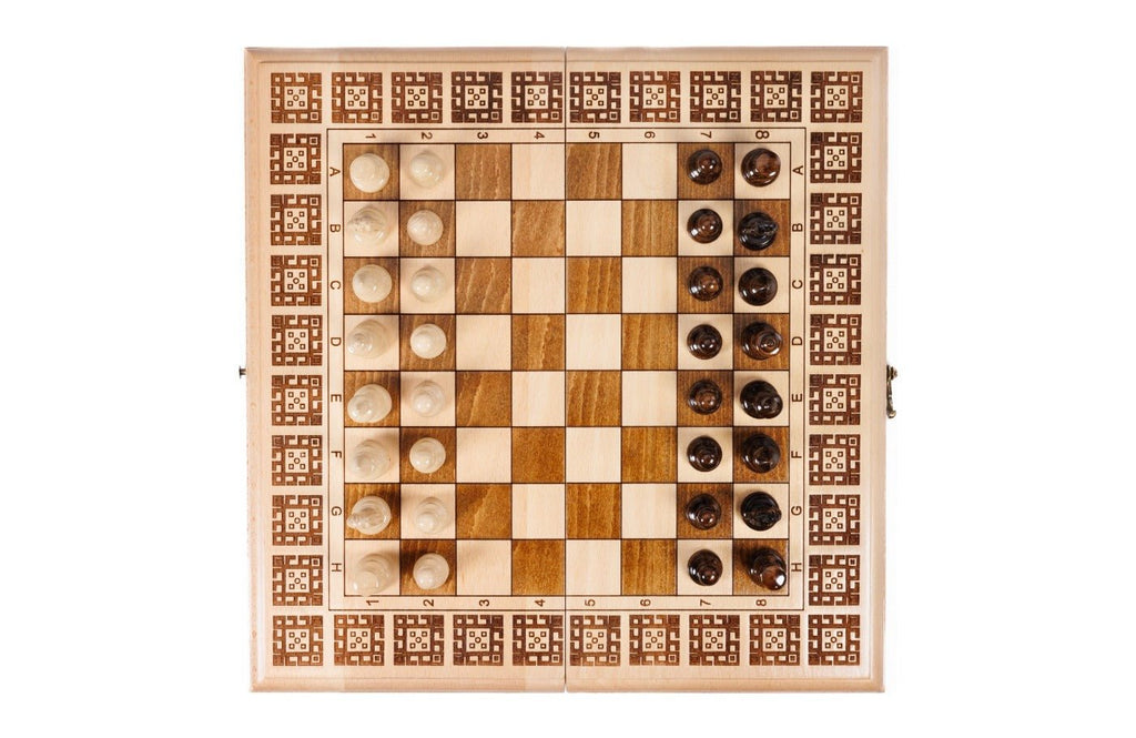 Wooden Chess Set & Backgammon 40 cm | 15.6" - Unumperfectus