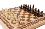 Handcrafted chess board and backgammon set with engraved geometric ornamental border