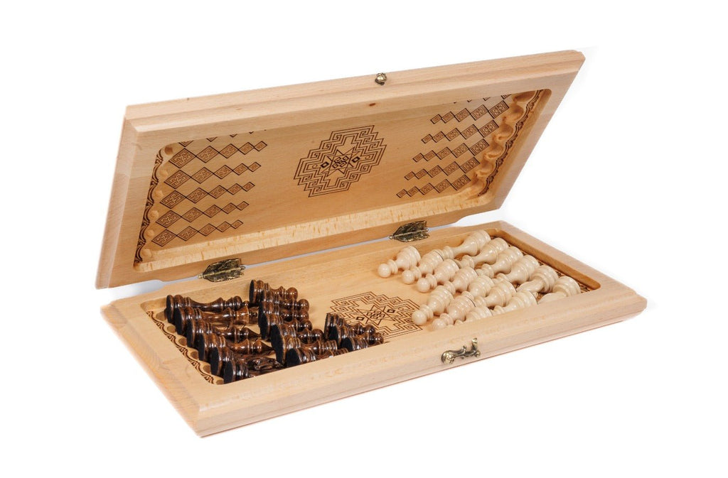 Wooden Chess Set & Backgammon 40 cm | 15.6" - Unumperfectus