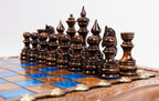 Classic Blue Epoxy chess and backgammon set - corner detail of the board