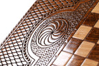 Coat of Arms of Armenia backgammon board - detail of the wood grain and finish