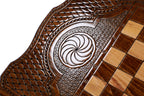 Tiger Majesty backgammon board - side profile showing the craftsmanship