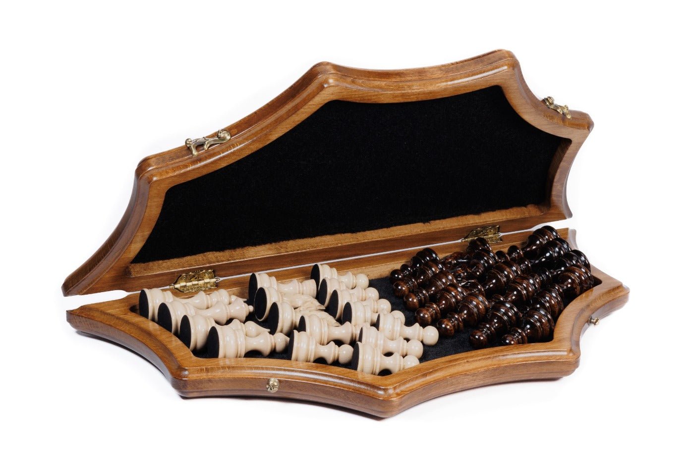 Premium artisan chess set elegant star shaped wooden artwork