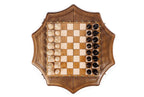 Star Shaped chess set - close-up of hand-carved chess pieces