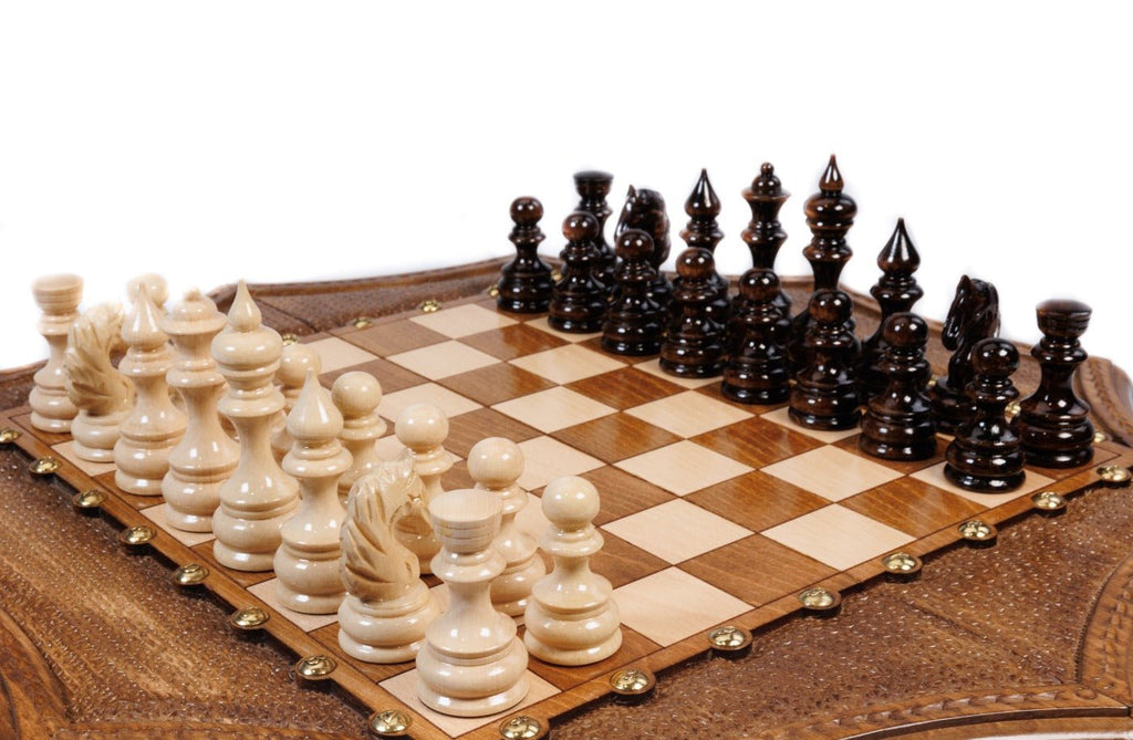 Handcrafted Armenian chess board geometric star structure style