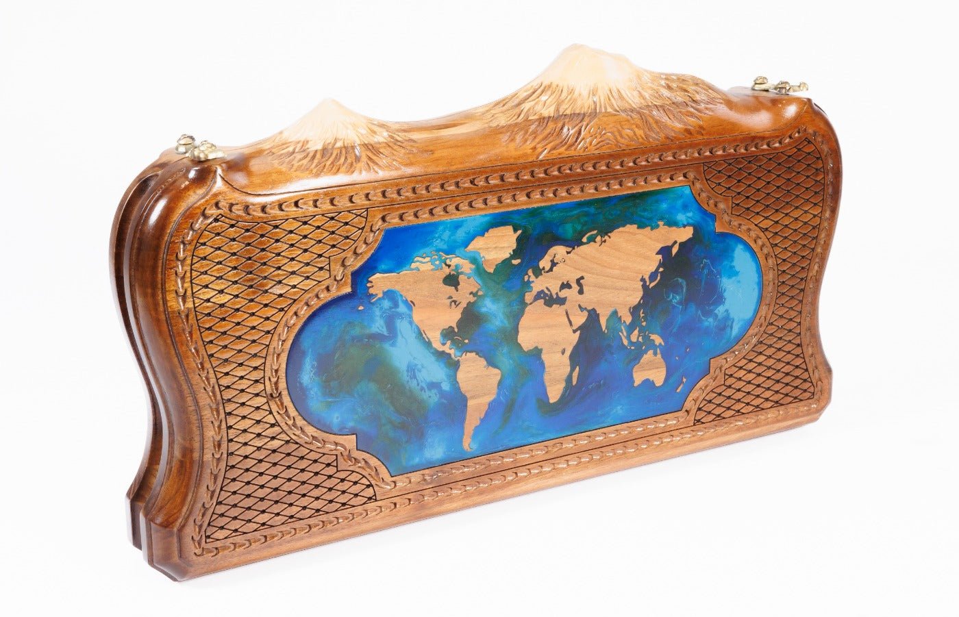 Backgammon Board - World Map With Epoxy - Unumperfectus