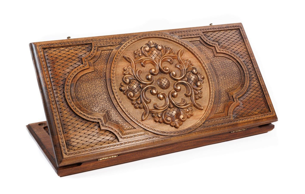 Ornamental wooden backgammon board handcrafted luxury design
