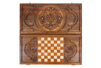 Ornamental backgammon board - detail of the wood grain and finish