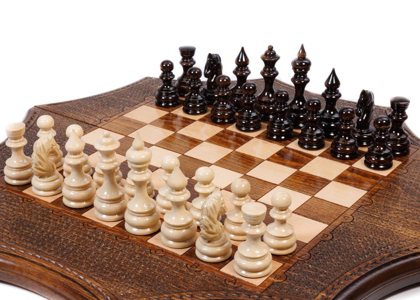 Handcrafted Armenian chess board geometric star structure style