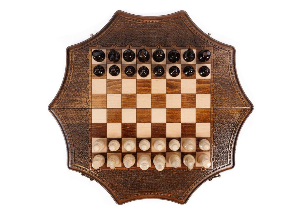 Wooden Carved Chess Set Star-Shaped 50 cm | 19.7" - Unumperfectus