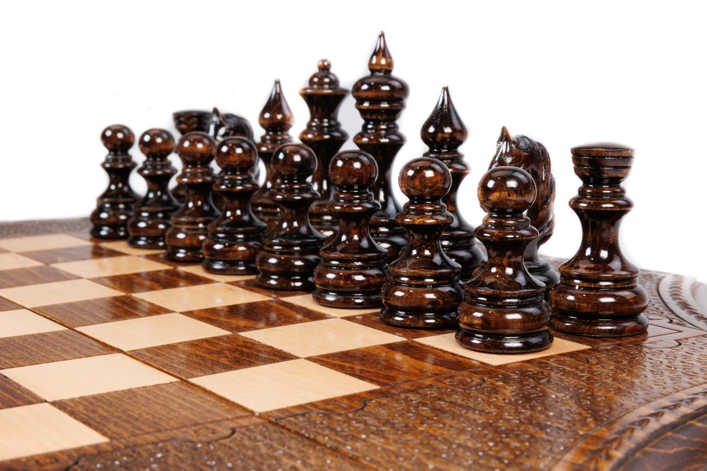 Wooden Carved Chess Set Star-Shaped 50 cm | 19.7" - Unumperfectus
