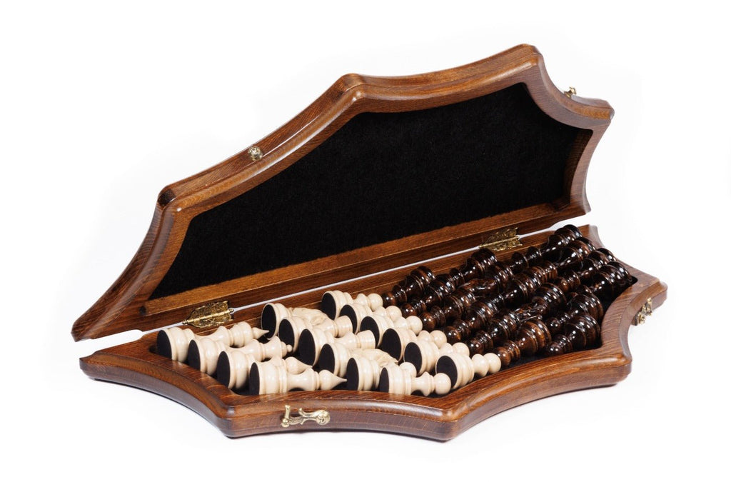 Premium artisan chess set elegant star shaped wooden artwork