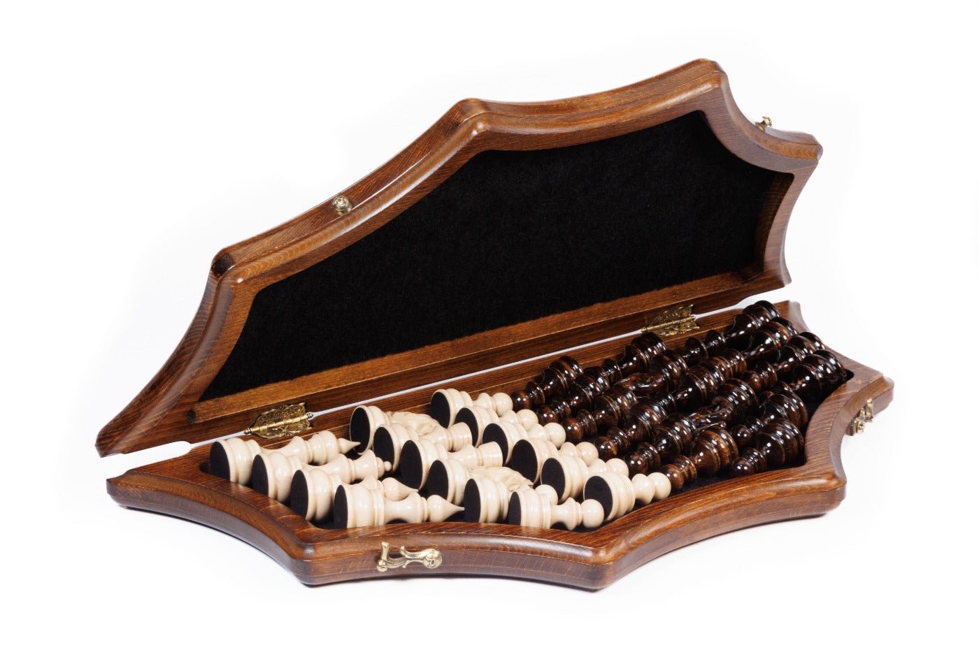 Premium artisan chess set elegant star shaped wooden artwork