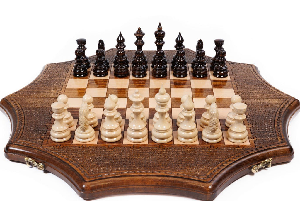 Wooden Carved Chess Set Star-Shaped 50 cm | 19.7" - Unumperfectus