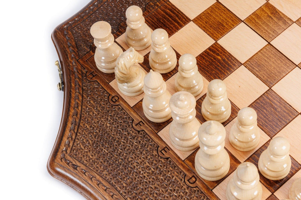 Wooden Carved Chess Set Star-Shaped 50 cm | 19.7" - Unumperfectus