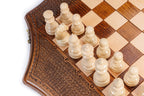 Carved Star Shaped chess set - close-up of the playing squares