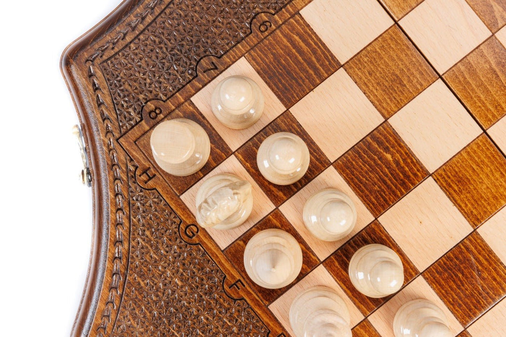Wooden Carved Chess Set Star-Shaped 50 cm | 19.7" - Unumperfectus