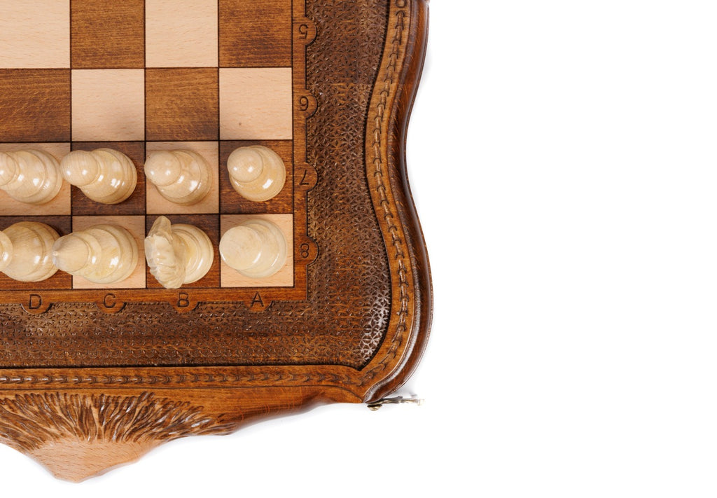 Chess Set Carved with Mount Ararat – Wooden Chess Board - Unumperfectus