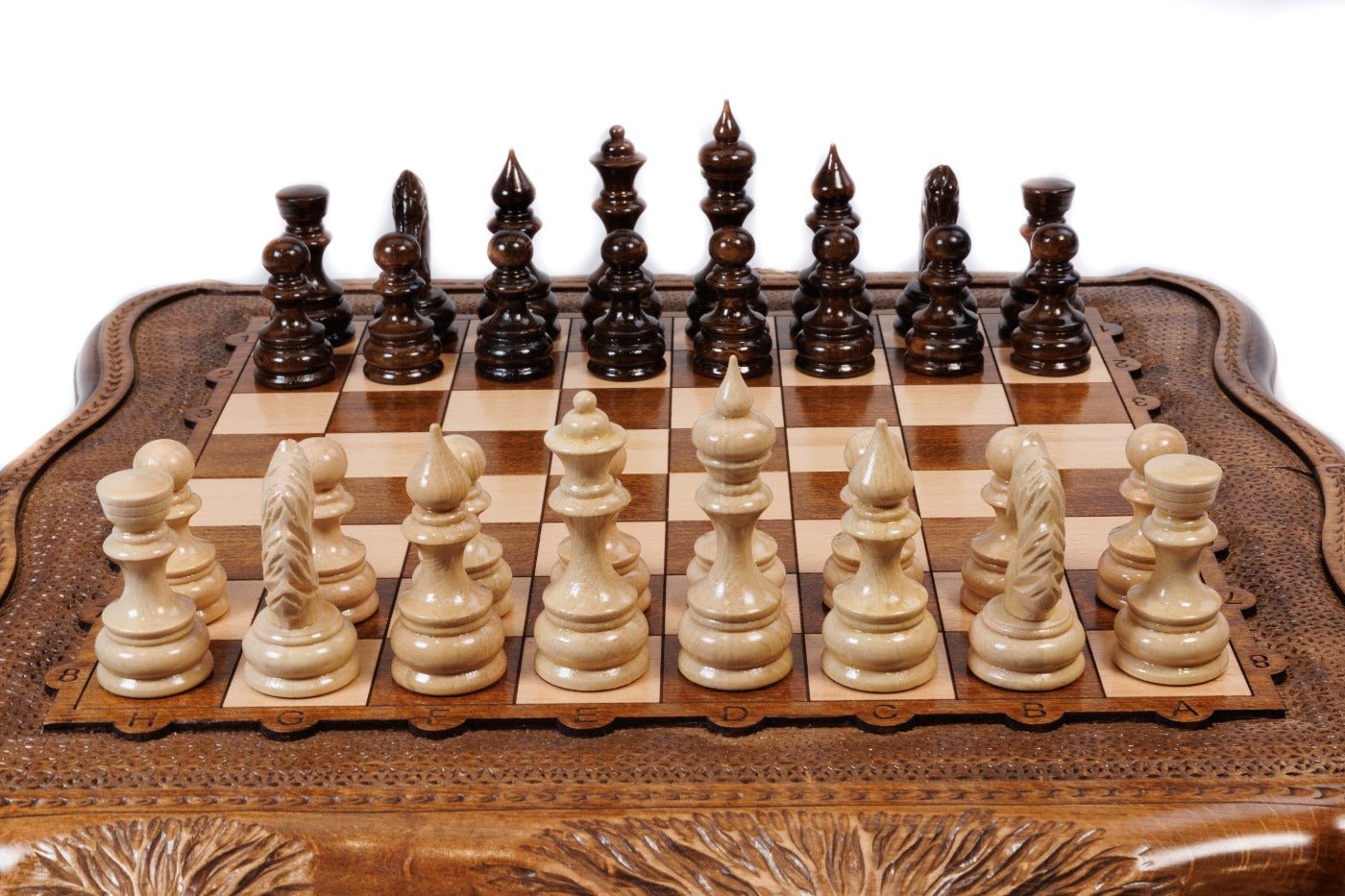 Chess Set Carved with Mount Ararat – Wooden Chess Board - Unumperfectus