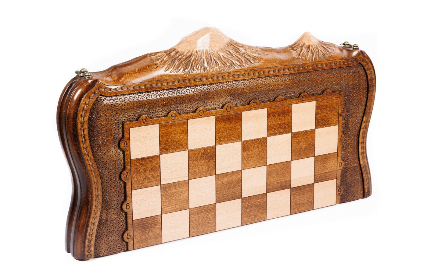Chess Set Carved with Mount Ararat – Wooden Chess Board - Unumperfectus