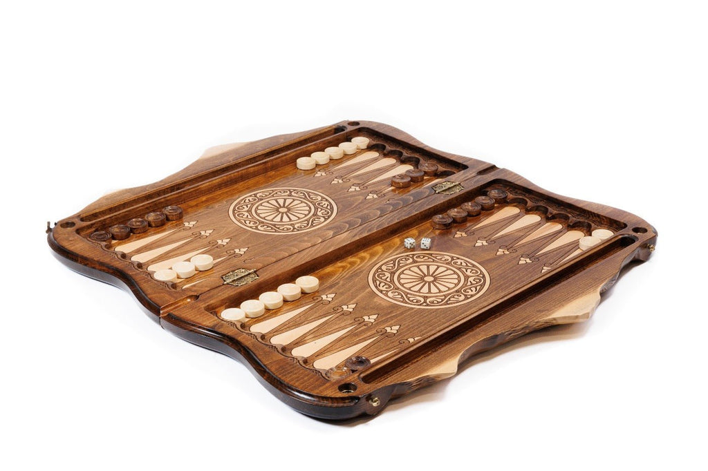 Premium luxury wooden chess set with Armenian Mount Ararat artistic outline