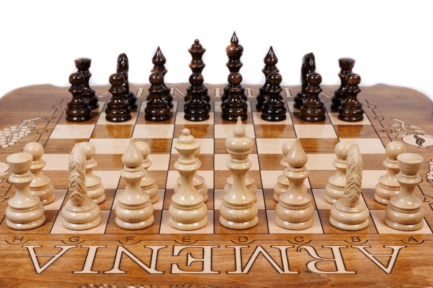 Armenian Motif Wooden Chess Set & Backgammon 60 cm | 23.6" - Unumperfectus