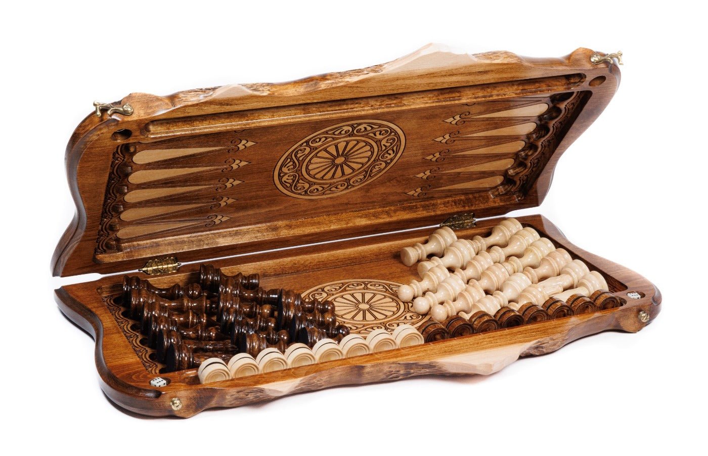 Armenian Motif Wooden Chess Set & Backgammon 60 cm | 23.6" - Unumperfectus
