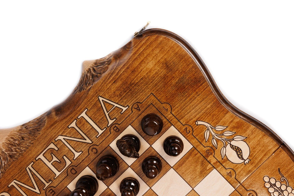 Armenian Motif Wooden Chess Set & Backgammon 60 cm | 23.6" - Unumperfectus