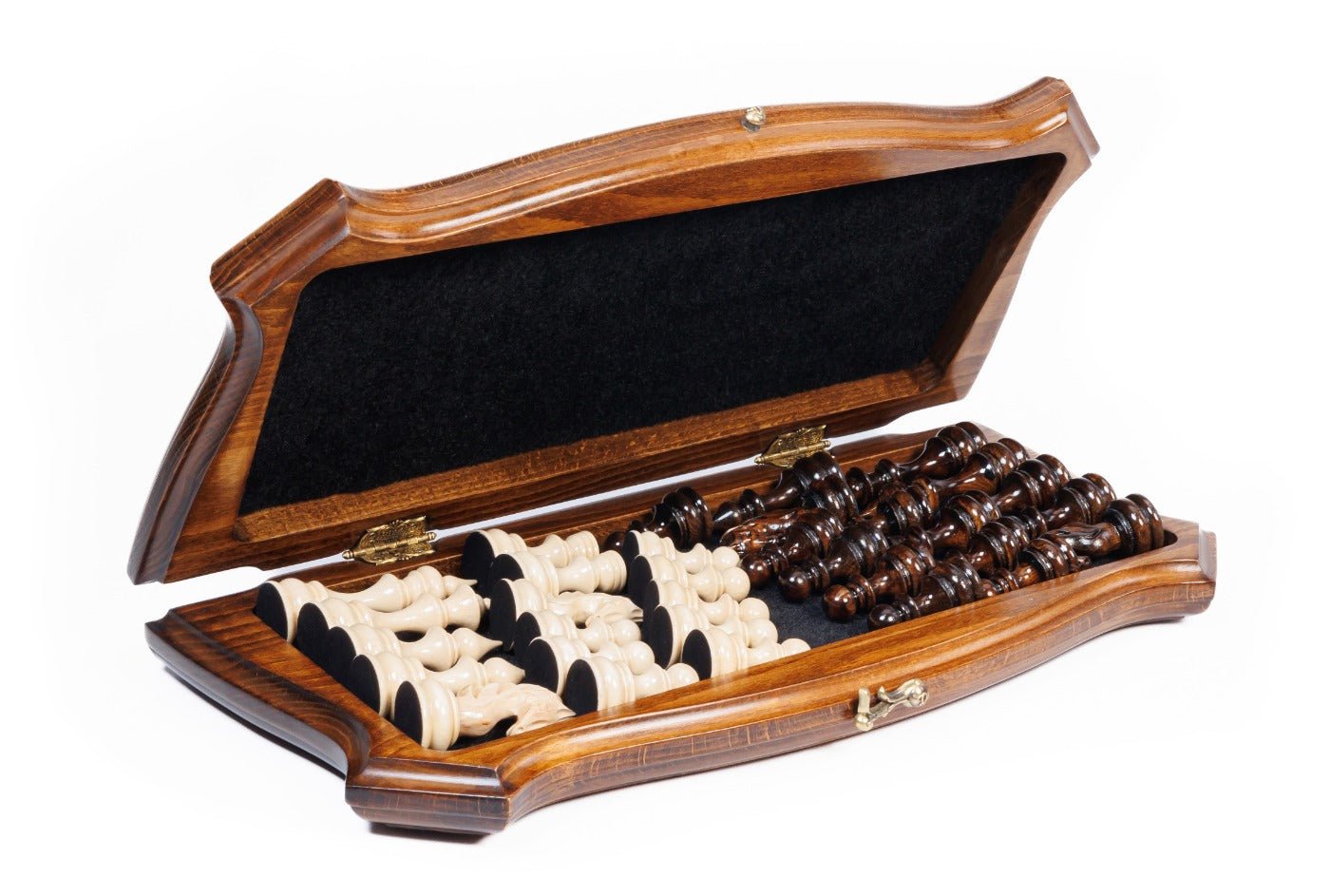 Wooden Carved Chess Set With Contour Outline 40 cm | 15.6" - Unumperfectus