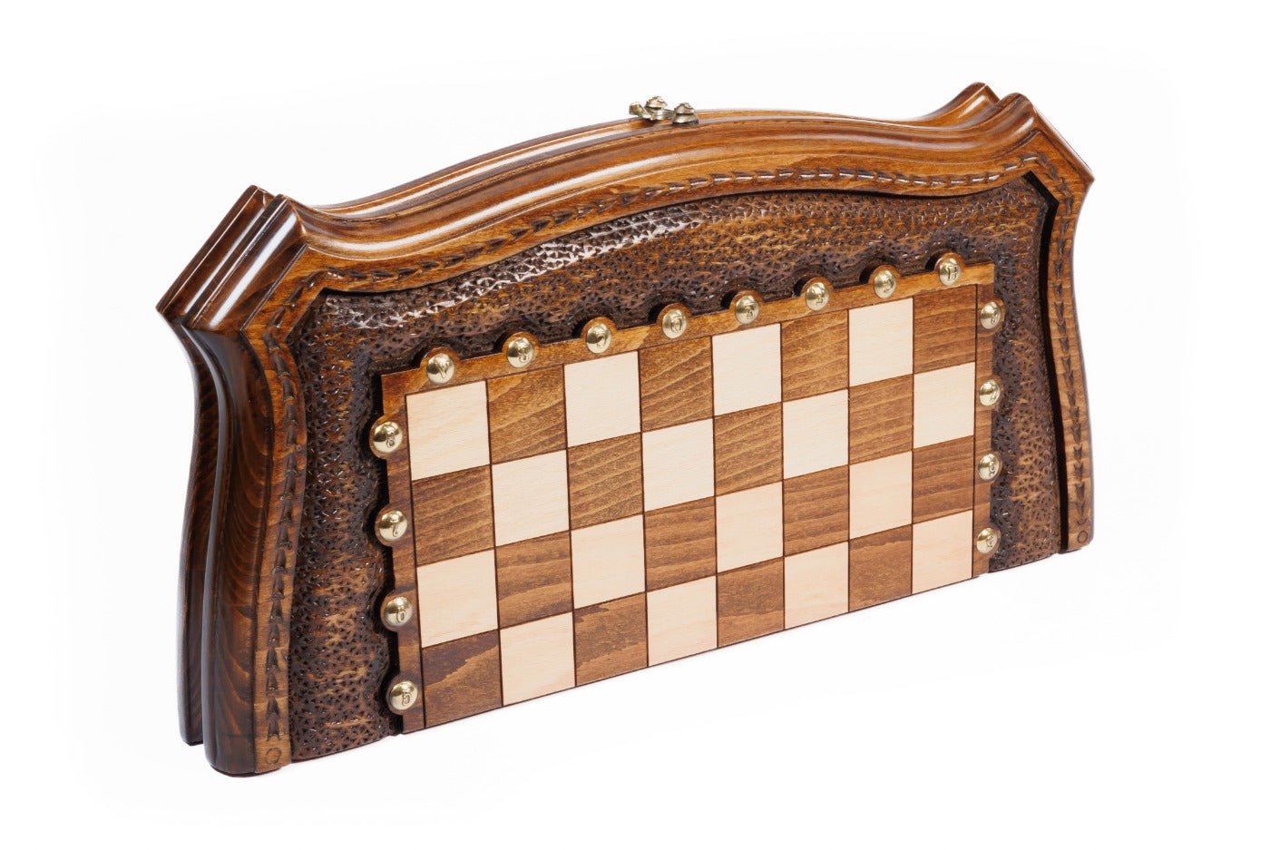 Wooden Carved Chess Set With Contour Outline 40 cm | 15.6" - Unumperfectus
