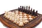 Handcrafted Armenian chess board elegant contour geometric style