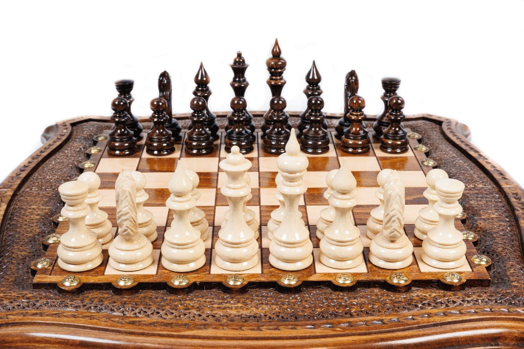 Premium artisan chess set refined outline wooden craftsmanship