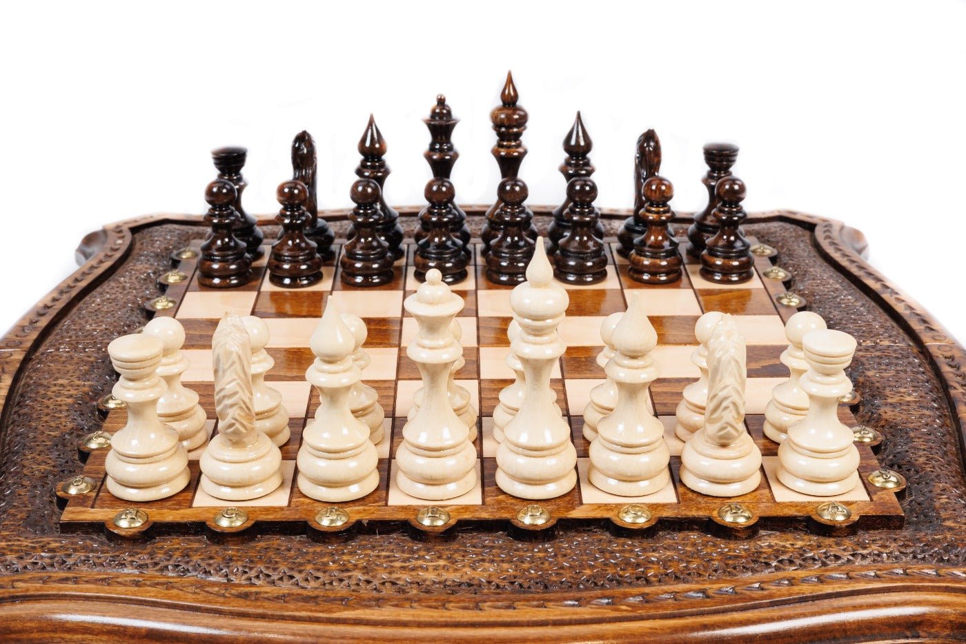 Premium artisan chess set refined outline wooden craftsmanship